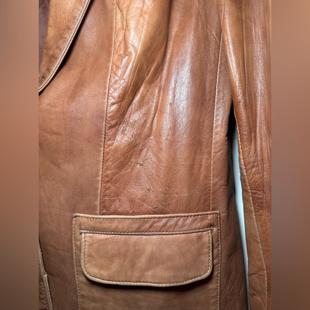 Vintage‎ 60s 70s Berman's Leather Jacket DISTRESSED Brown 10 (fits like a 6). - Picture 3 of 10